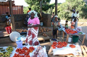 Ein Marktstand auf Mayotte